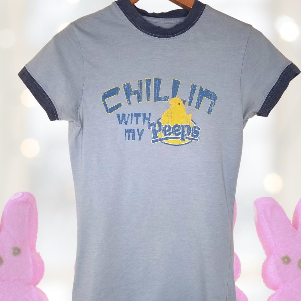 Chillin with my Peeps Graphic Tee, Blue, Size M